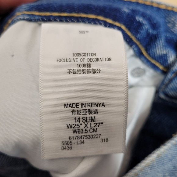 Levis 505 Regular Straight Leg 14 Slim Original Tag Size 25x27 - Picture 13 of 14